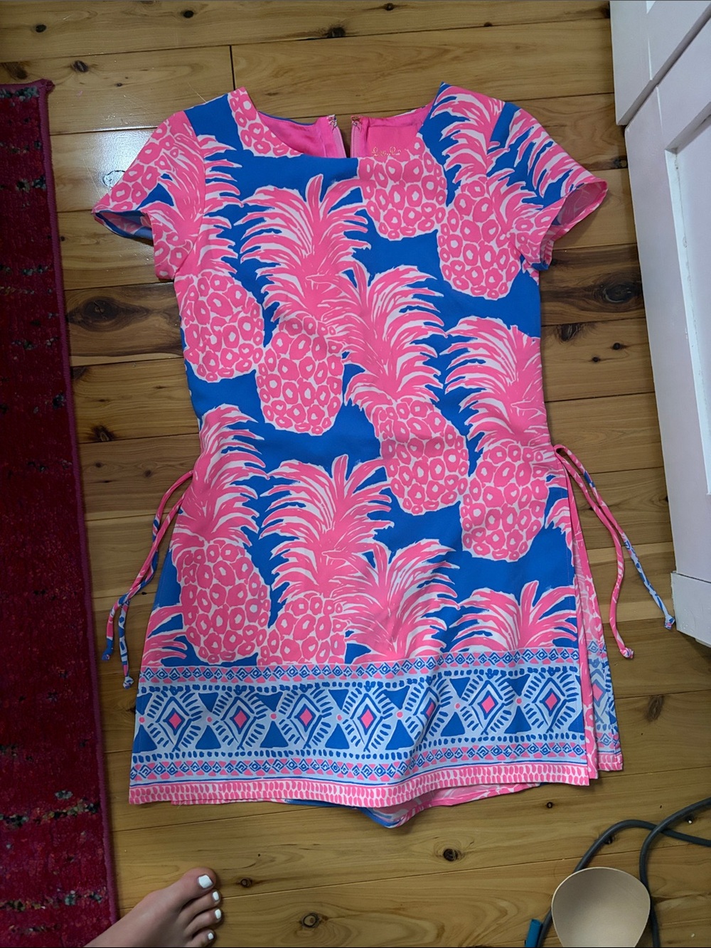 Lilly Pulitzer Blue & Pink Pineapple Print Casual Dress